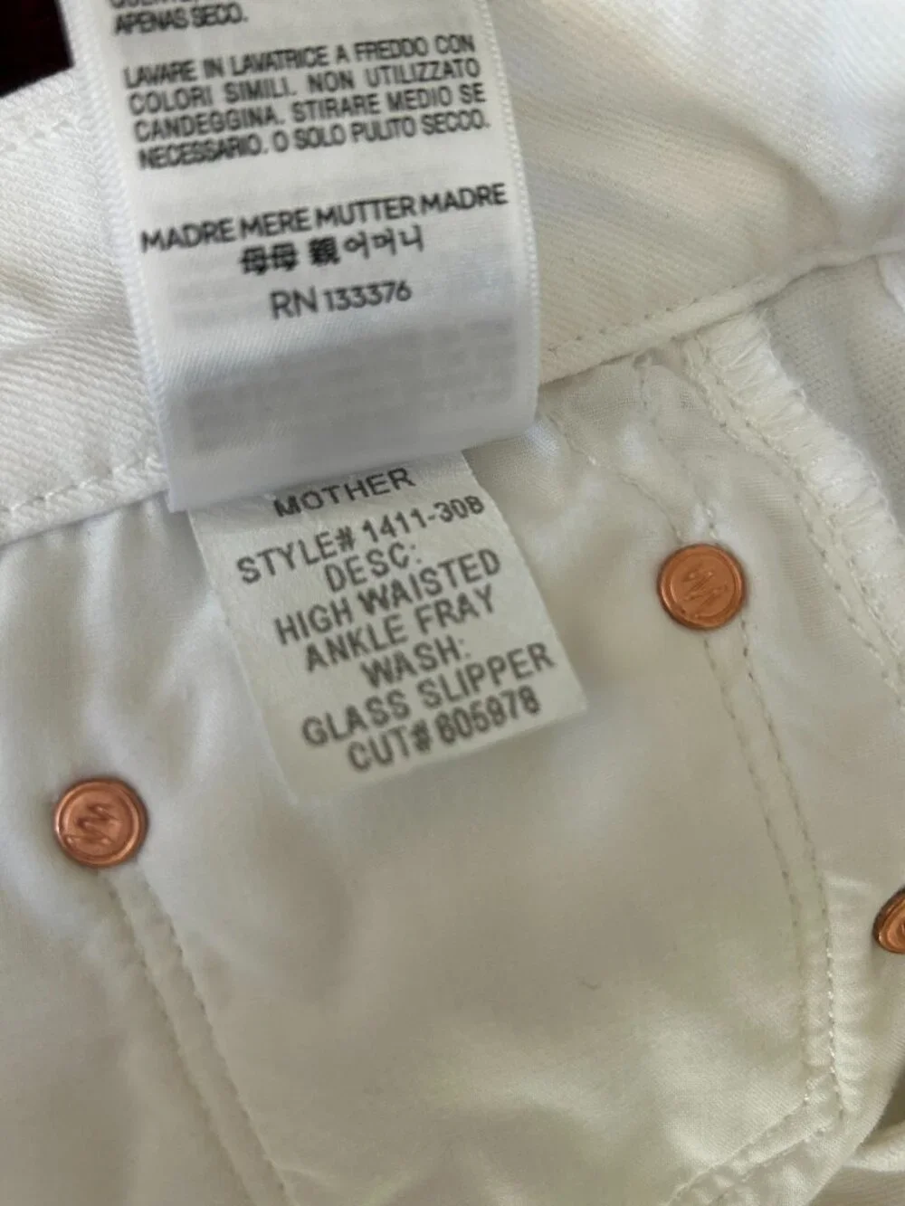 MOTHER The Looker Ankle Fray High Waisted Skinny Jeans in White Size 26 - Picture 9 of 9